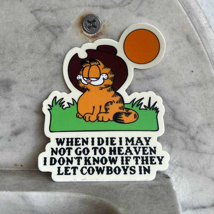 The Weeping Roses - Wholesale Sticker - Funny Cowboy Orange Cat Sticker With Saying1