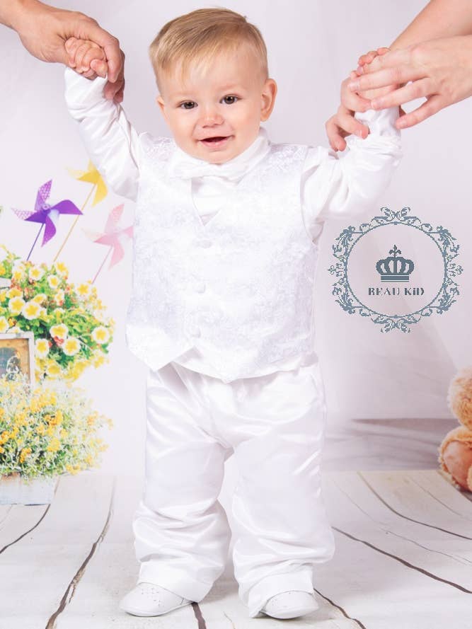 Baby Boy Satin Waistcoat Christening Bodysuit Chr-3 for wholesale by BEAU KiD