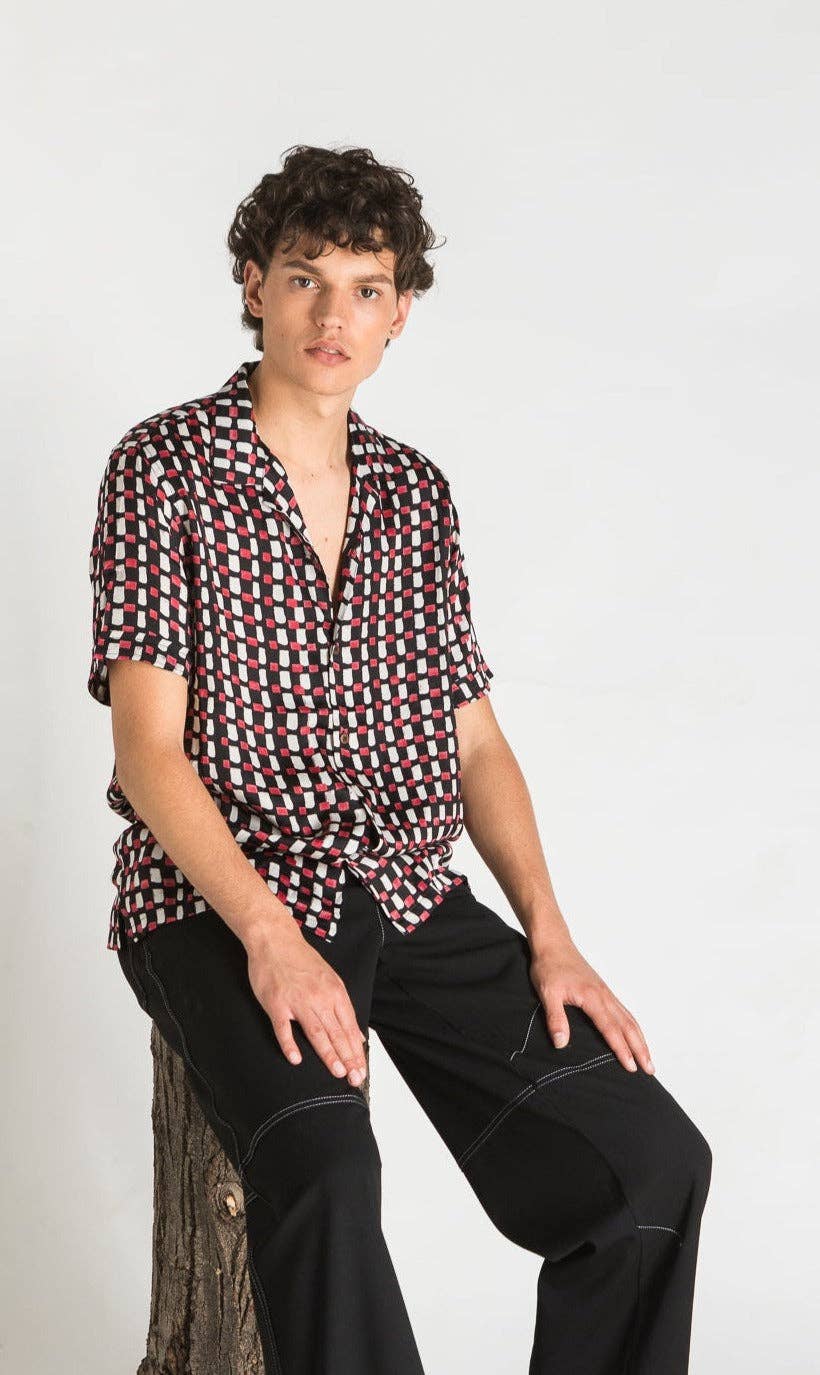 Otherwise - Wholesale Button Down Shirt - Men's - nolte satin hand-printed shirt2