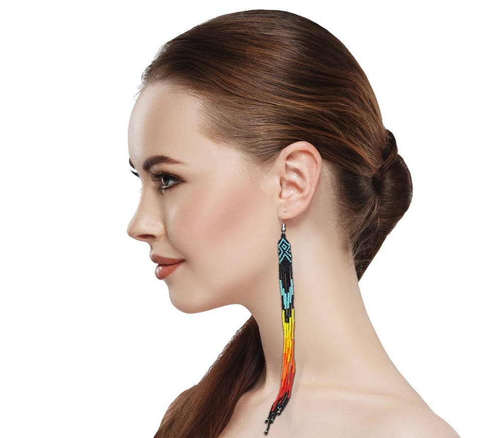 BEADS CORNER - Vendita all'ingrosso Orecchini pendenti - Orecchini lunghi con perline di vetro color fuoco nero 19 cm1