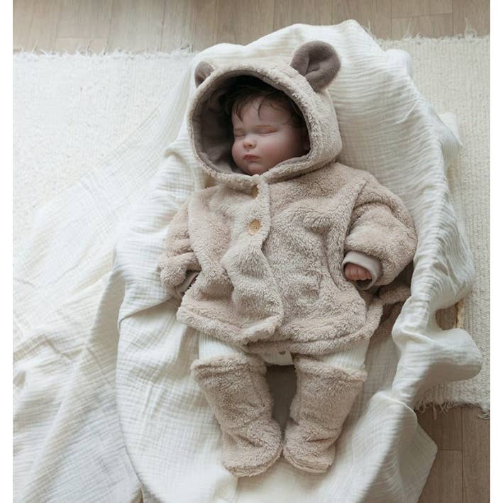 baby ponchojakke i fleece med matchende fodvarmer for engroshandel hos peekaboo