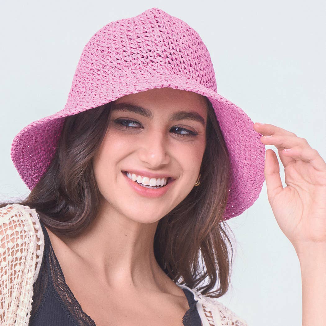 Fashion City - Wholesale Bucket Hat - Women's - Solid Colored Straw Bucket Hat10