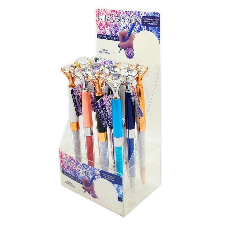 Novelty Brands - Wholesale Pen - Glitz & Glam Glitter Diamond Pen Assortment - 12/Display1