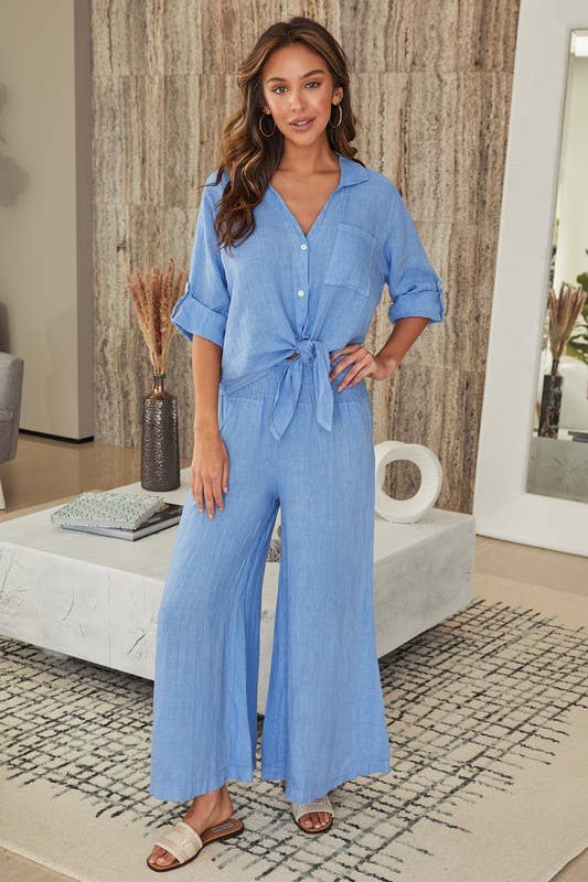 MILIO MILANO - Wholesale Button Down Shirt - Women's - LINEN FRONT TIE BUTTON SHIRT (23.2277/80807/224020)11