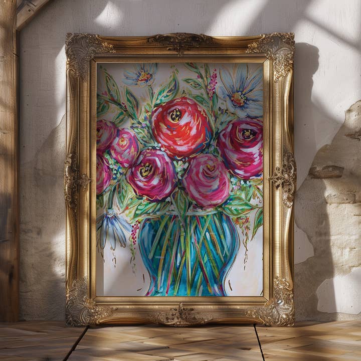 Blomsterkunsttryk, Preppy Kunst, Dopamin Dekoration, Trendy Farverig Vægplakat, Maximalistisk Eklektisk for engroshandel hos Audra Style