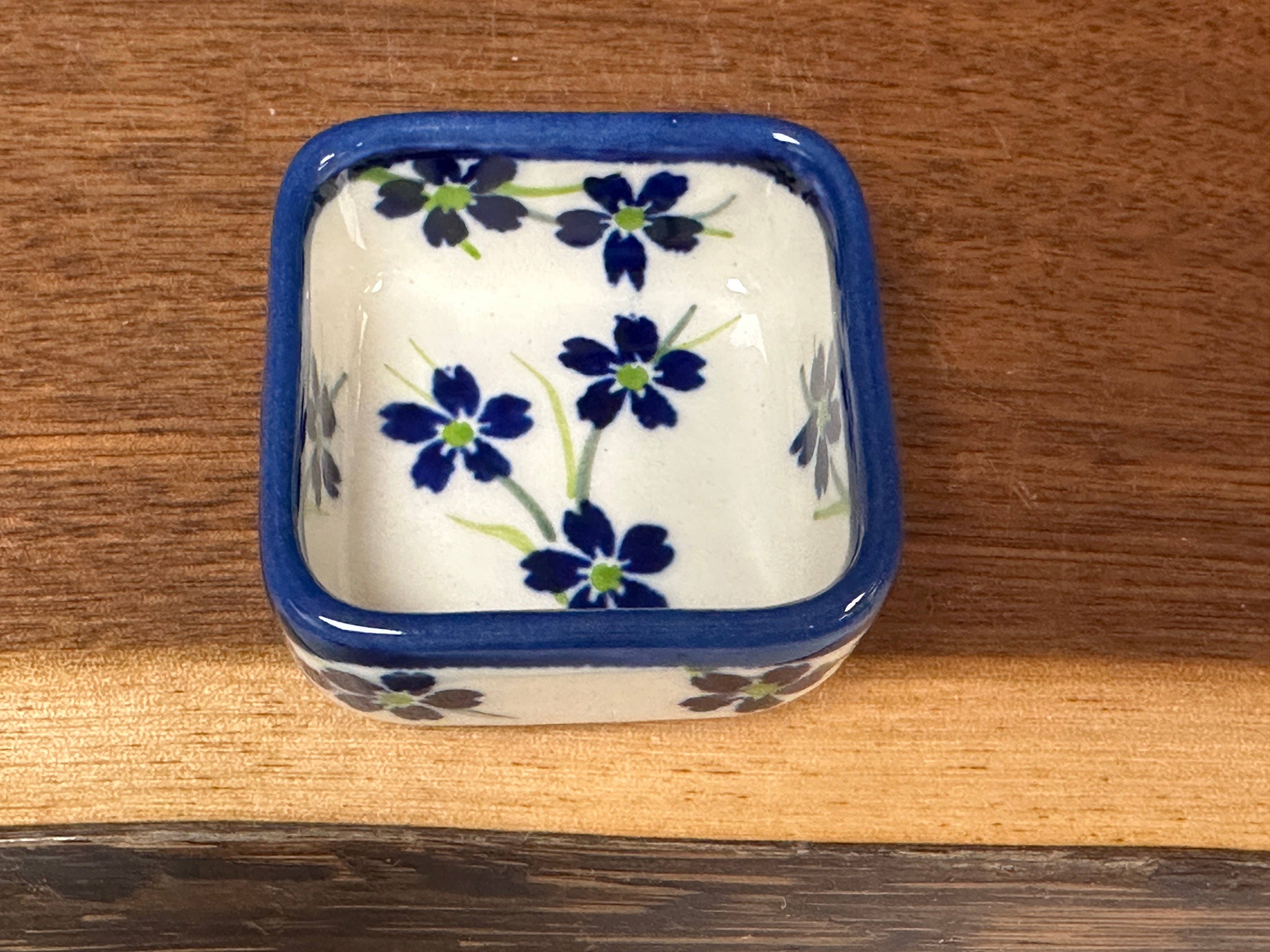 Music City Polish Pottery - Wholesale Condiment/Dip Bowl - Bowl, Square Dip - Lil Blossoms1