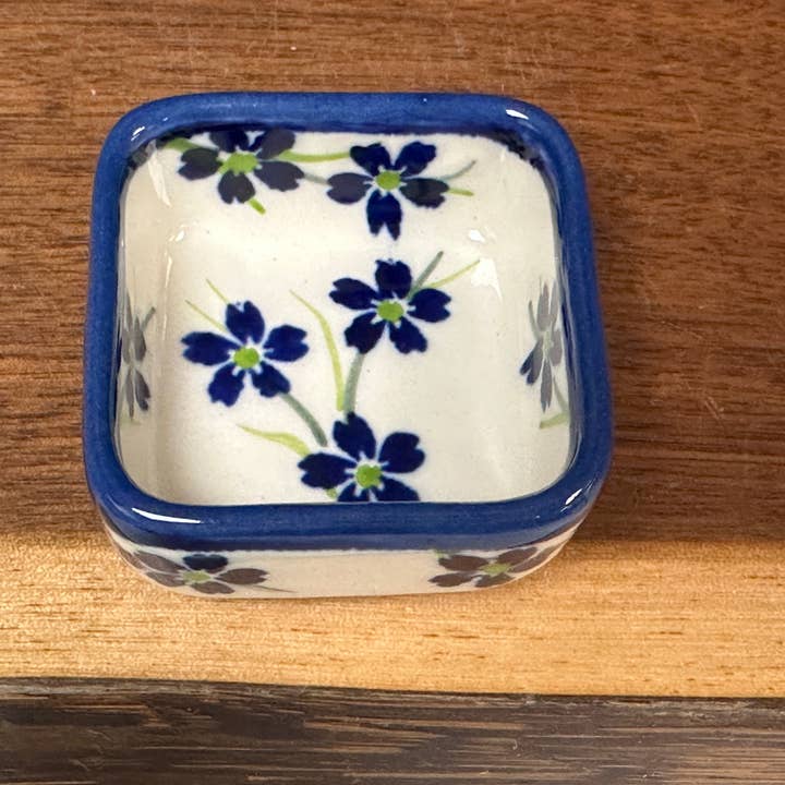 Music City Polish Pottery - Wholesale Condiment/Dip Bowl - Bowl, Square Dip - Lil Blossoms1