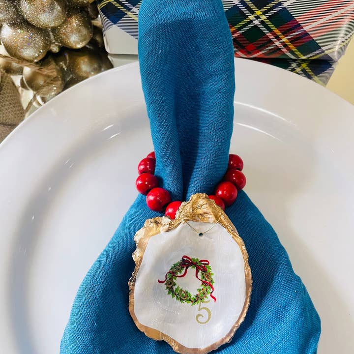 Shells by Shea – Engroshandel Servietring – 12 dage af jul serviet ring sæt, Beaded Servietringe,4