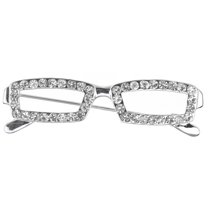AK Brand – wholesale Brosch – Silverfärgad rektangel Nerdy glasögon brosch Pin