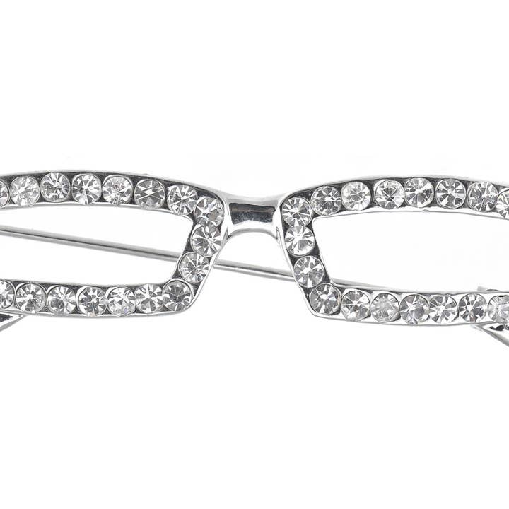 Spilla con occhiali nerd rettangolari color argento per la vendita all'ingrosso da parte di AK Brand