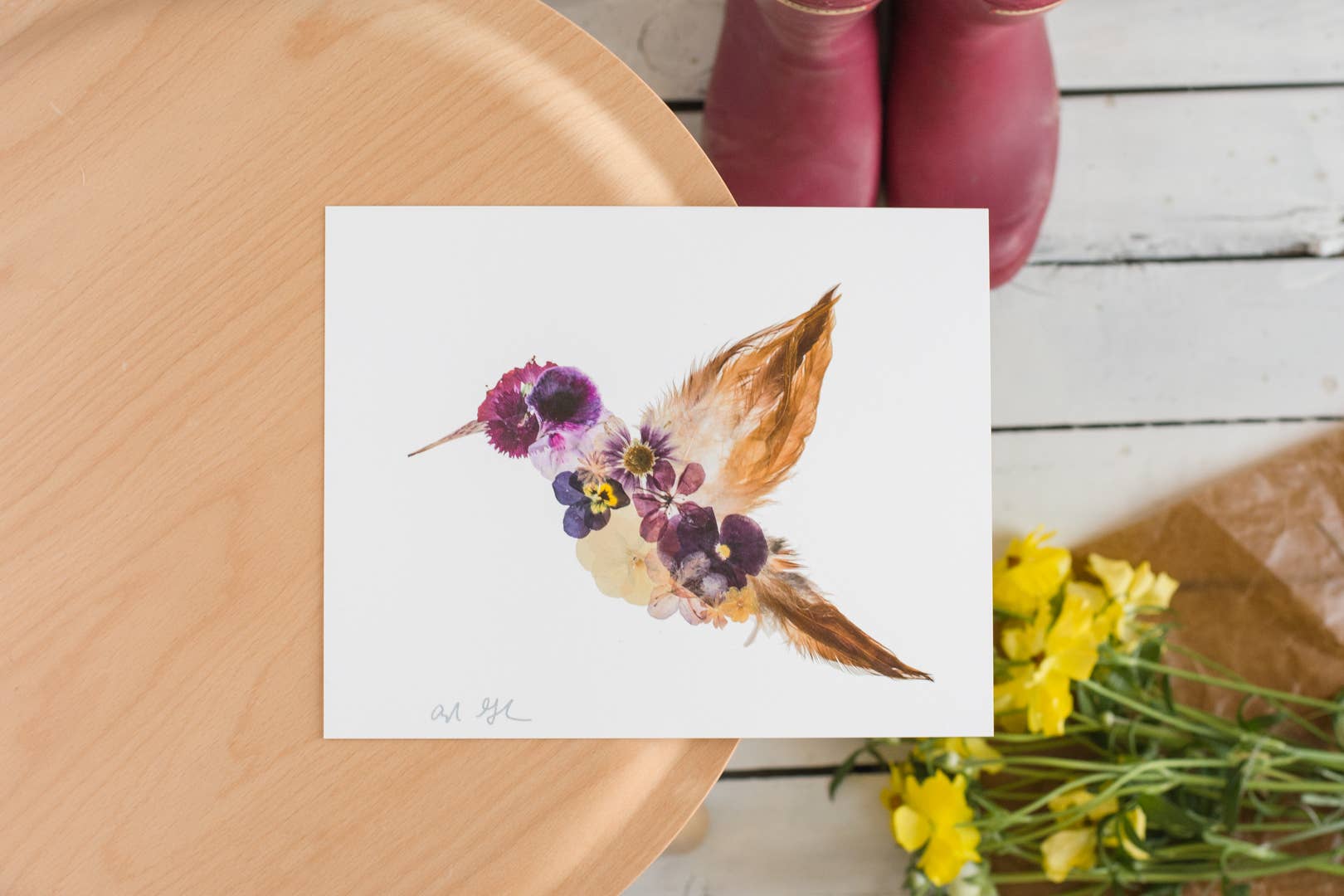 Oxeye Floral Co. - Wholesale Art Print - Hummingbird Print | Pressed Flower Art