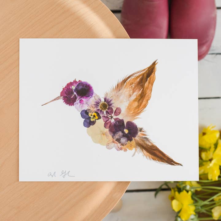Oxeye Floral Co. - Wholesale Art Print - Hummingbird Print | Pressed Flower Art0