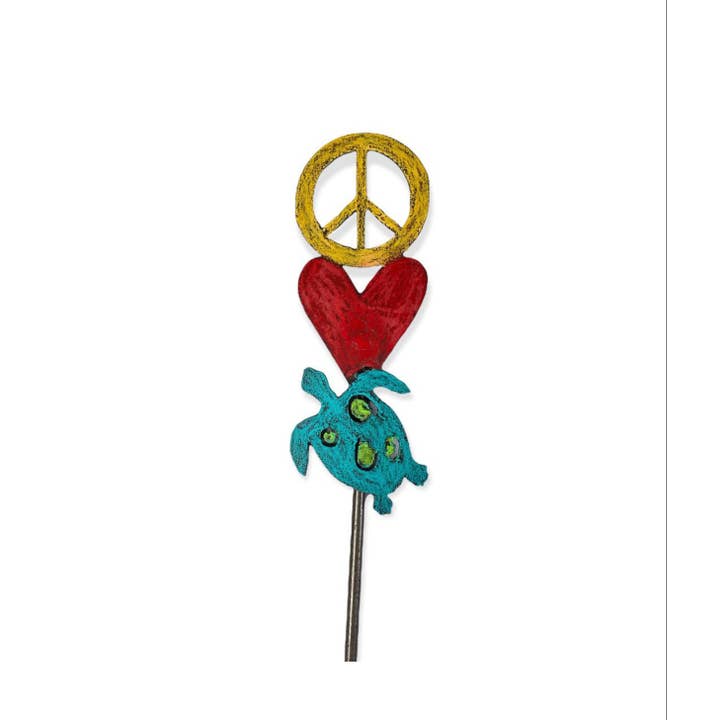 Whimsies - Venta al por mayor Postes de jardín/césped - Estaca de planta de tortuga marina signo paz náutico hippie playa regalo