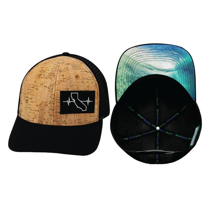 Chapeau Californie | Casquette de Baseball Ajustée | Liège - Noir pour la vente par The Heartbeat Brand