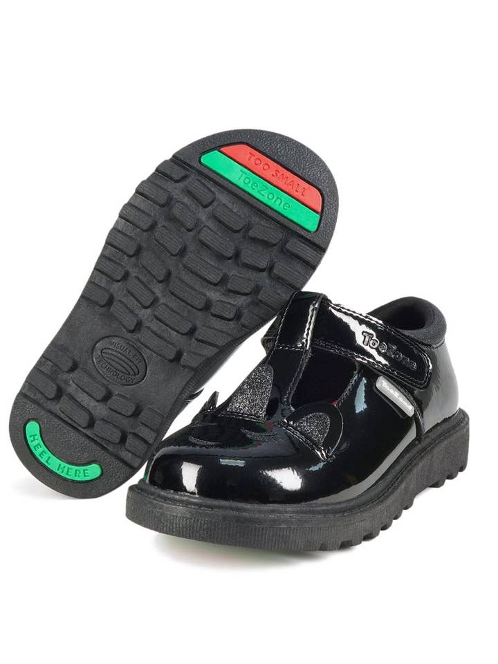 MILLIE - Unicorn Patent T-Bar Shoes with Magical Unicorn Insocks (Wide Fit) for wholesale by ToeZone