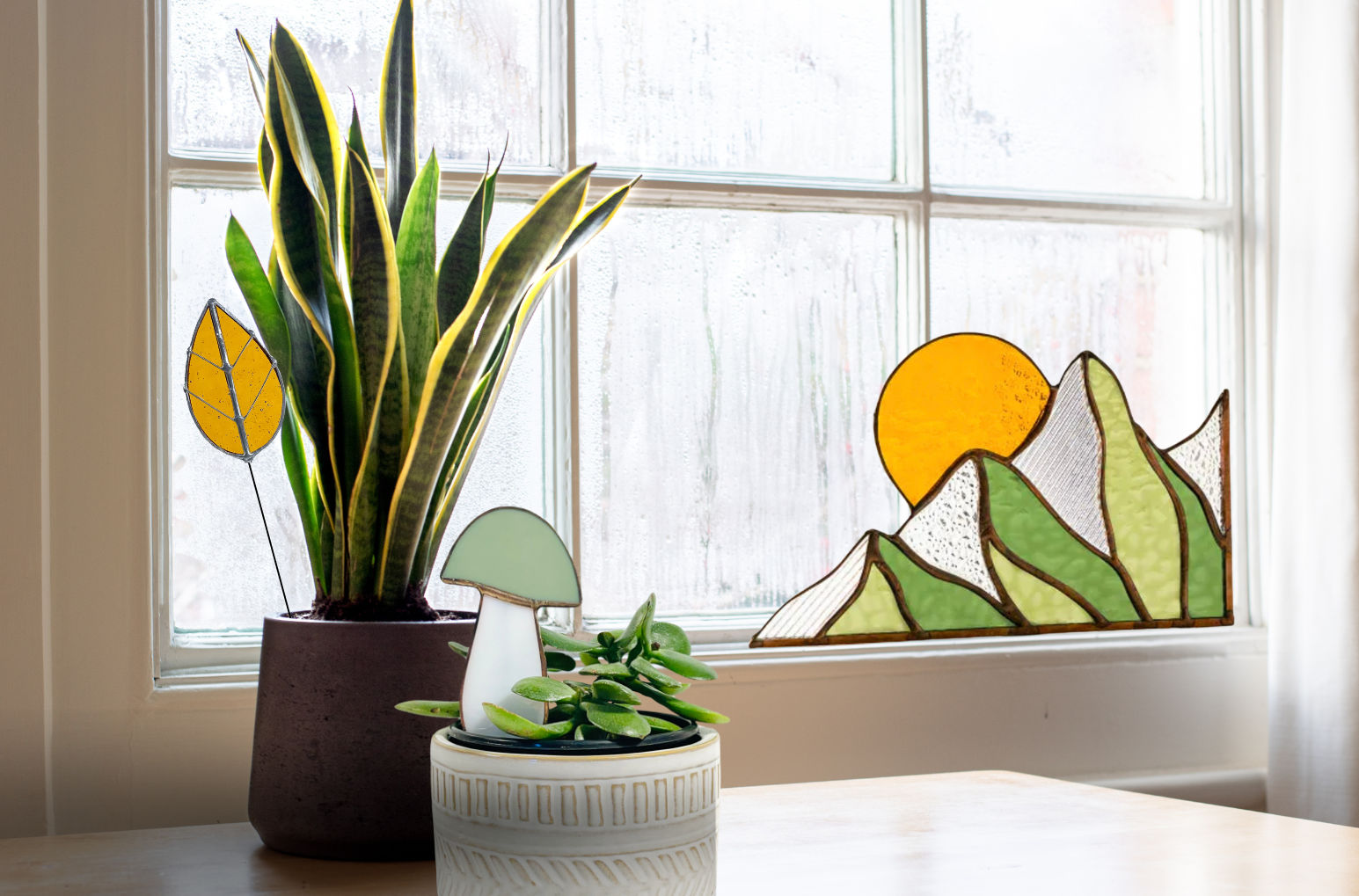 Samara Designs Studio - Wholesale Suncatcher - Stained Glass Mountain Corner Piece4