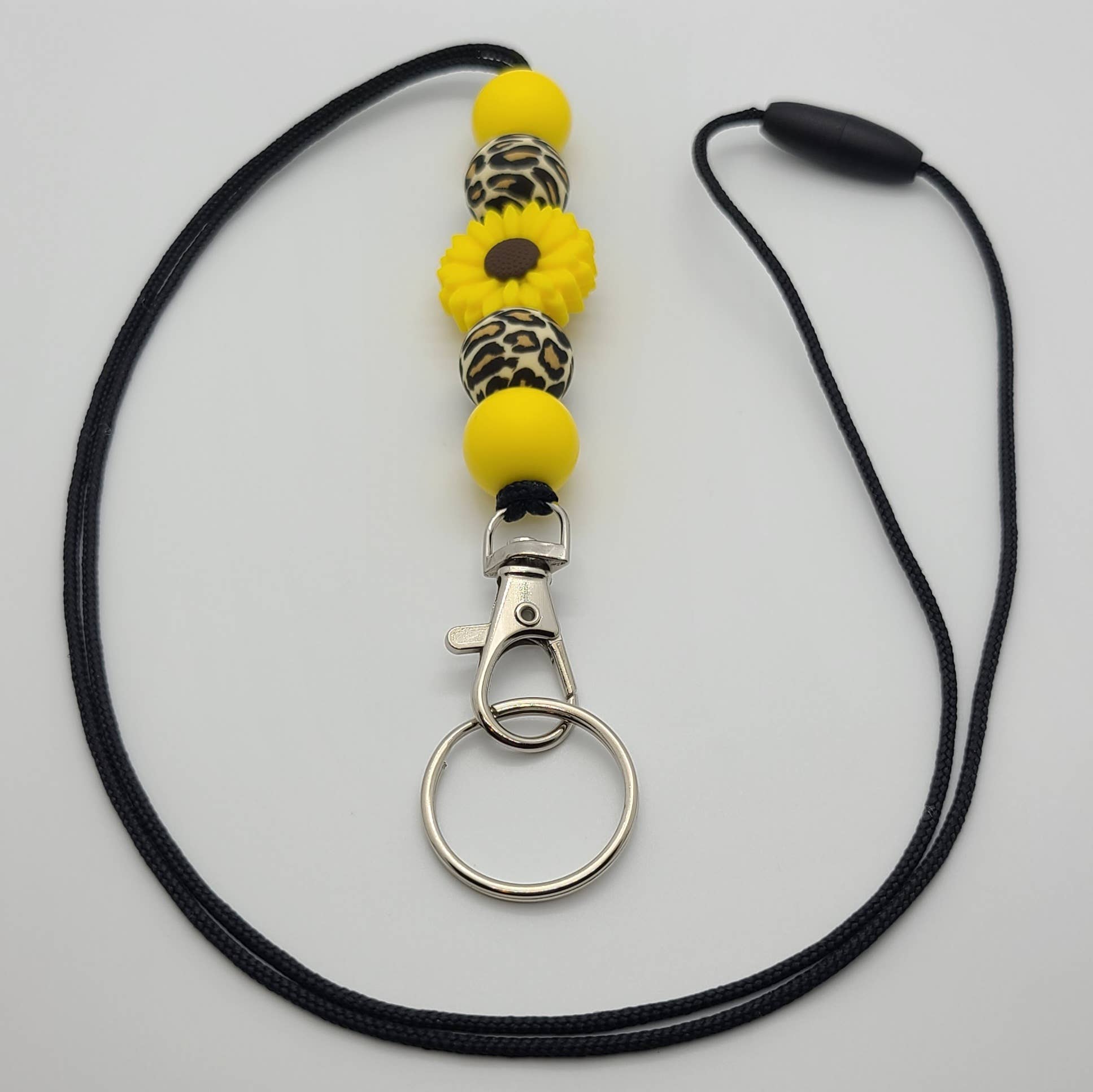 Kendra's Designs - Wholesale Lanyard - Women's - Yellow Sunflower & Leopard Lanyard | Teacher Lanyard2