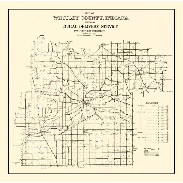 Ted's Vintage Art - Wholesale Map - Vintage Map of Whitley County, Indiana 19104