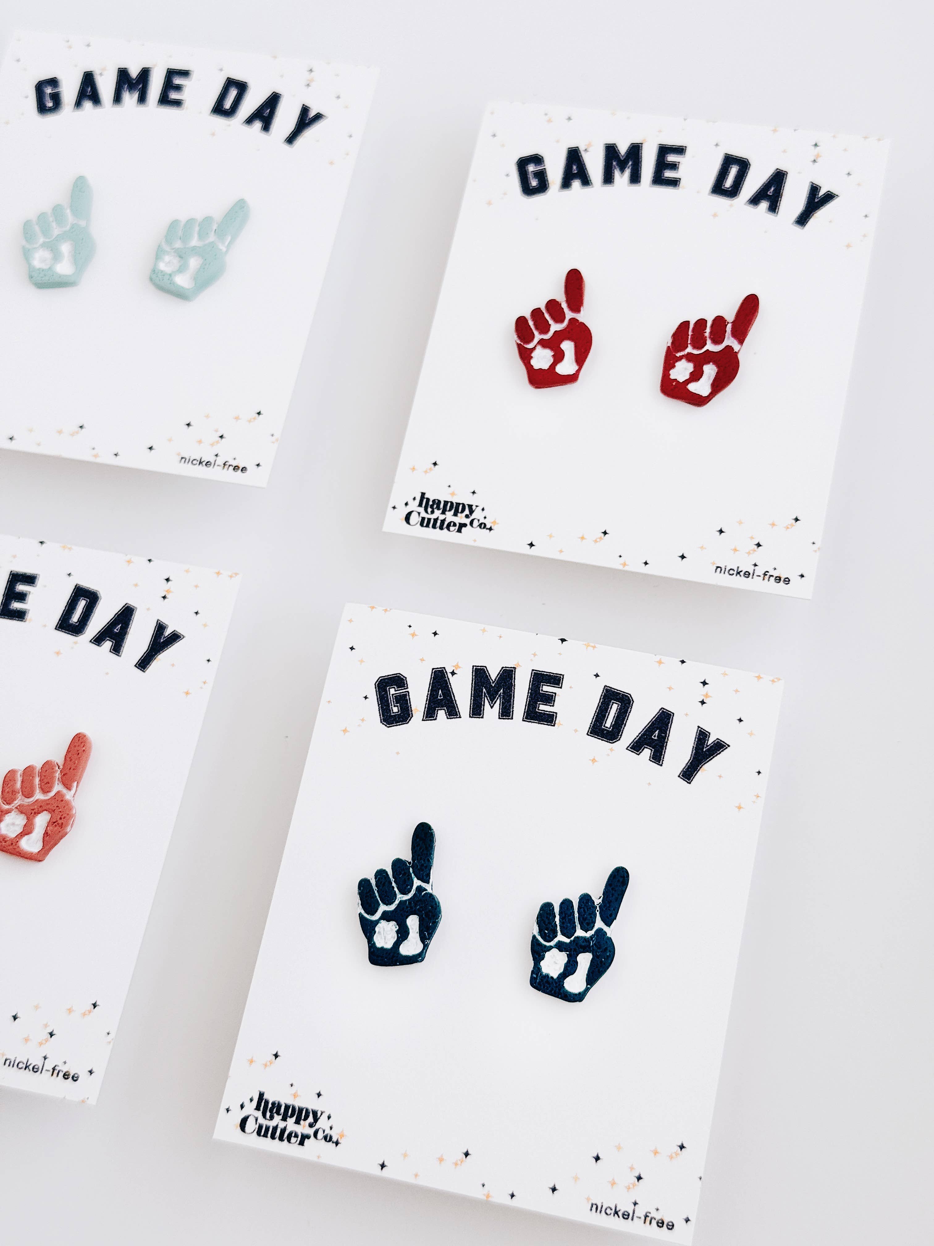 Happy Cutter Co - Vente Clous d'oreille - Boucles d'oreilles couleur personnalisée de l'équipe | Boucles d'oreilles doigt en mousse #11