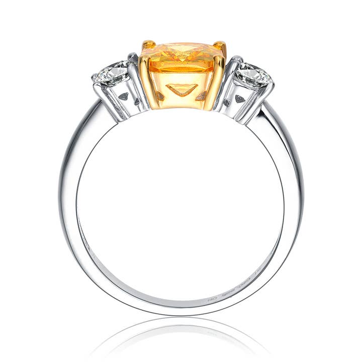 Ring aus Sterlingsilber mit gelbem und weißem kubischem Zirkonia für den Großhandel von Genevive