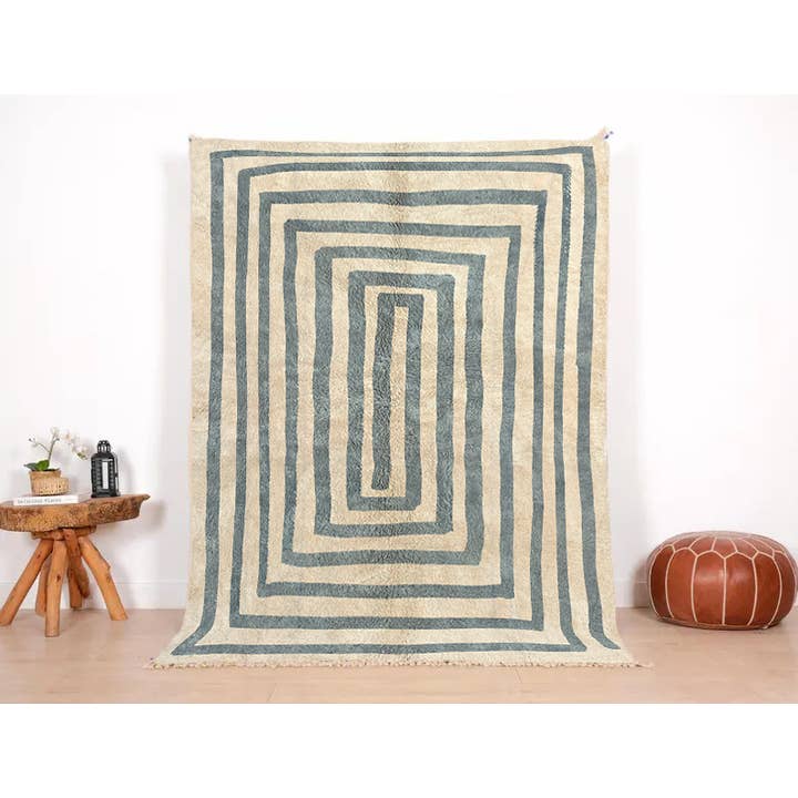Minimalist Wool rug – Handmade in Morocco-Gray&Beige for wholesale by woolsouk ( We handle U.S. import procedures for you )