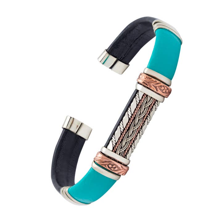 BR.ULB.0721 - Bracelet en cuir unique, turquoise pour la vente par HPSilver, LLC