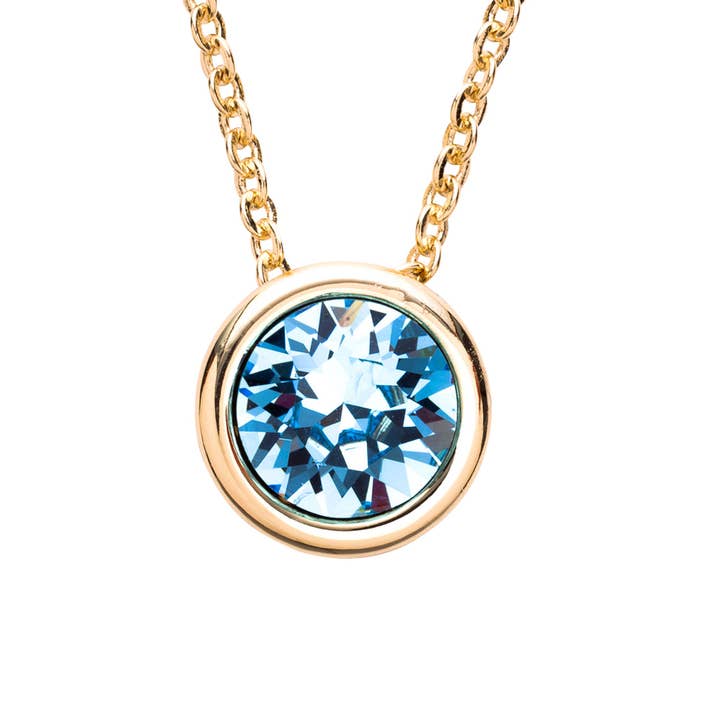 Pendentif en métal doré avec cristal aigue-marine (Mar) pour la vente par Luxe on Main LLC