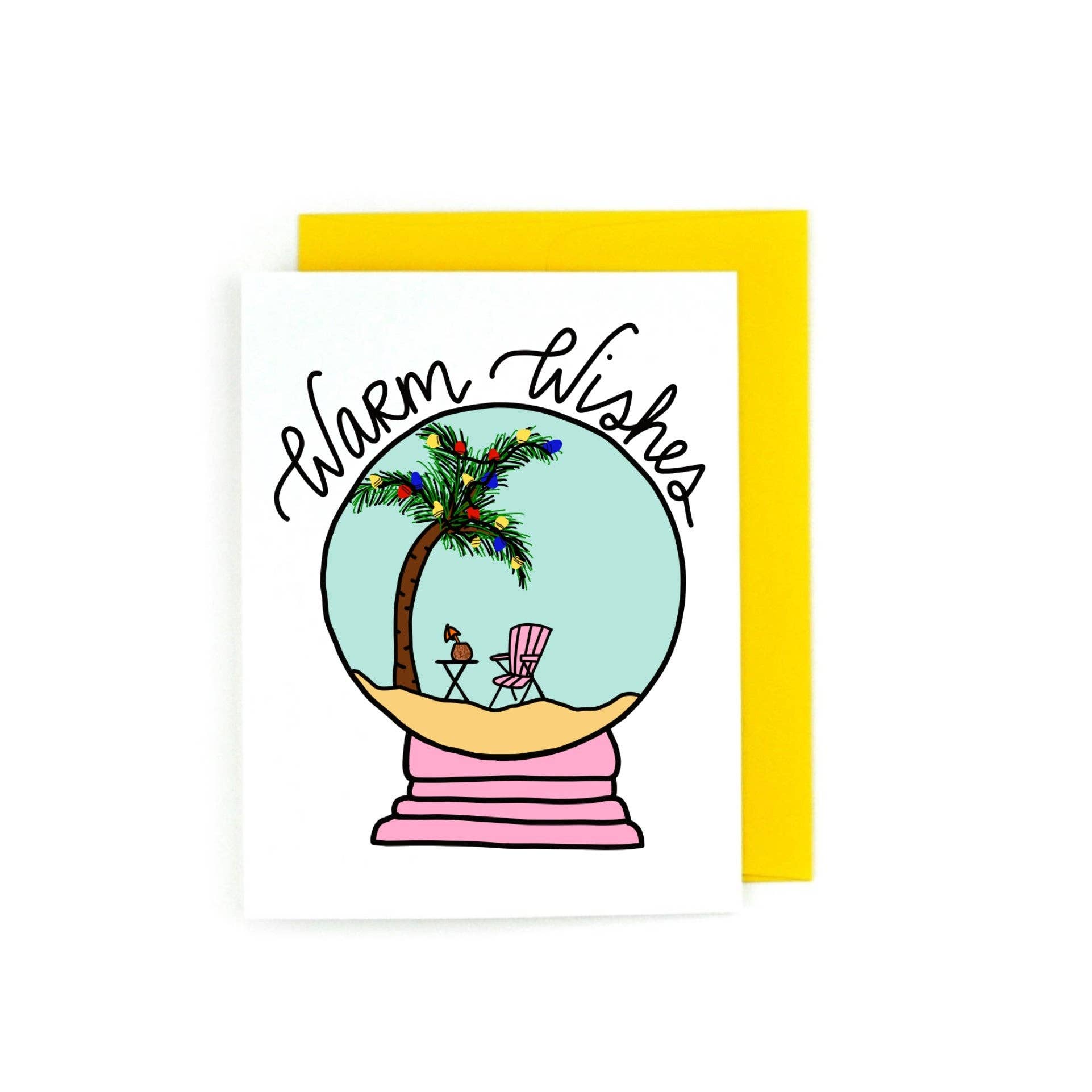 Pretty Peacock Paperie - Women's Empowerment - Wholesale Christmas Card - Warm Wishes Tropical Snow Globe Holiday Greeting Card0