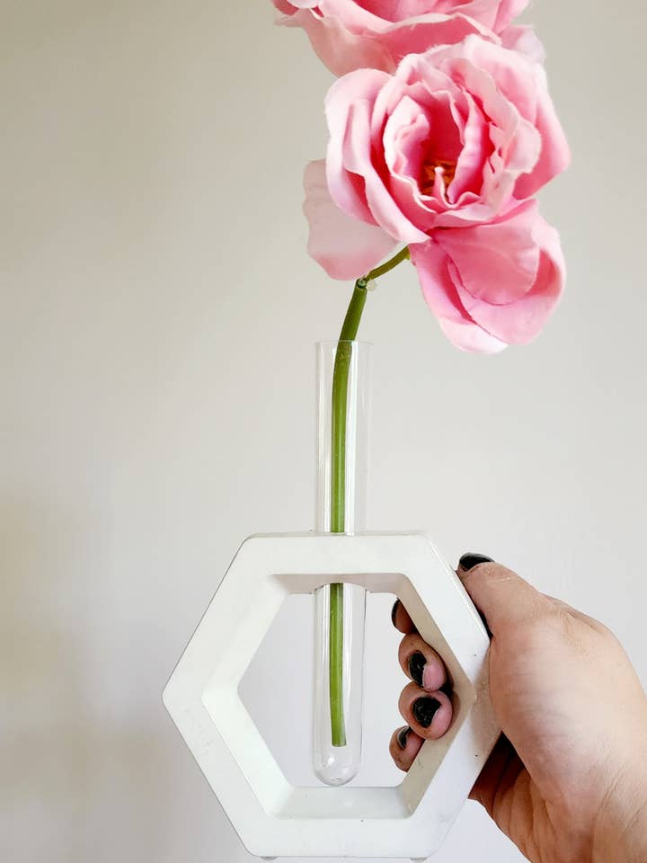 Hexagon Geo Concrete Propagation Station | Plant Flower Vase for wholesale by Geoform Designs