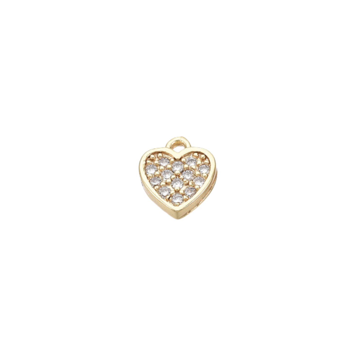 The Charm Bar Company - Wholesale Individual Charm/Pendant - Gold Crystal Heart Charm