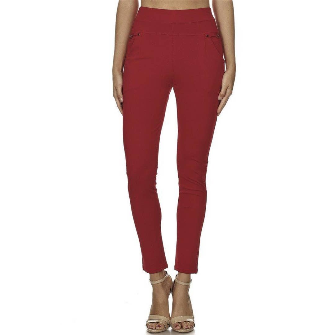 Women's Casual Solid Pull On Skinny Pants for wholesale by MOA COLLECTION