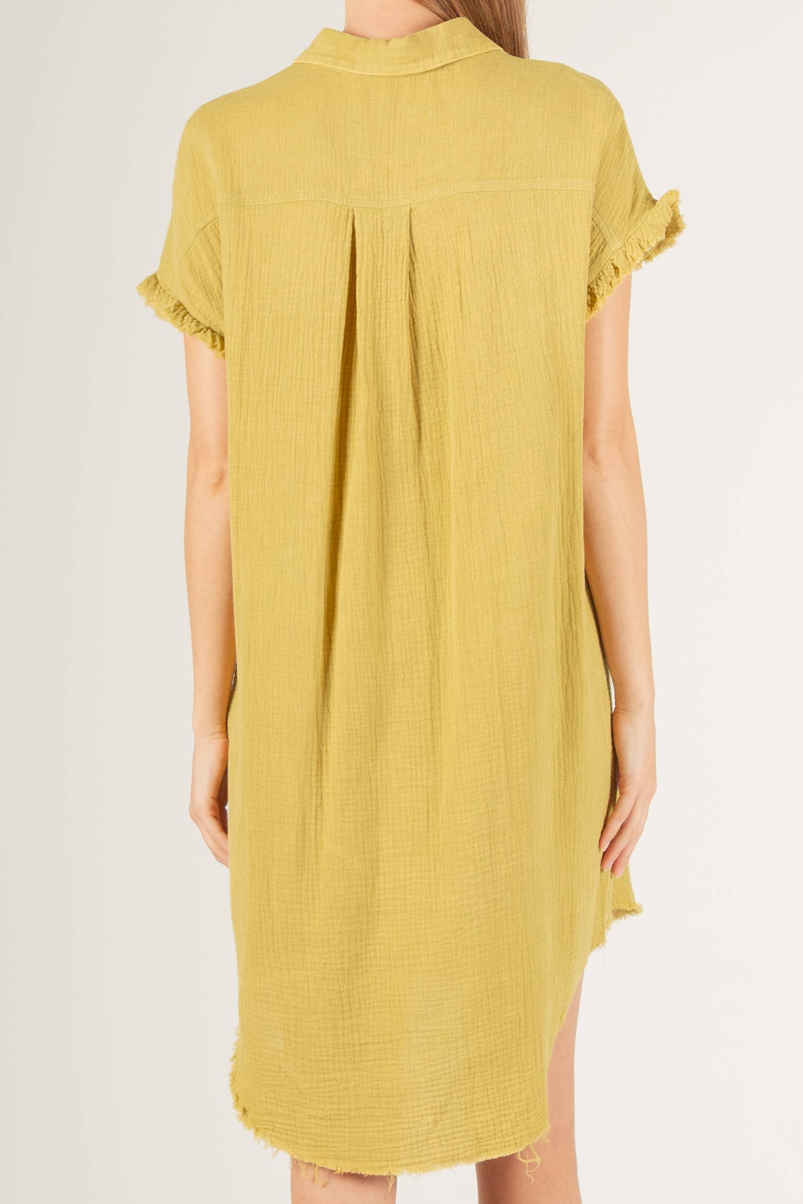 Before You Collection - Wholesale Dress - Women's - Washed Gauze Raw Edge Shirt Dress9