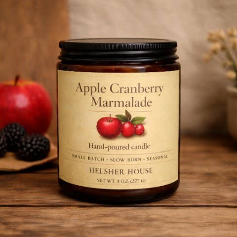 Apple-Cranberry Marmalade 8 oz. jar candle for wholesale by HELSHER HOUSE INC