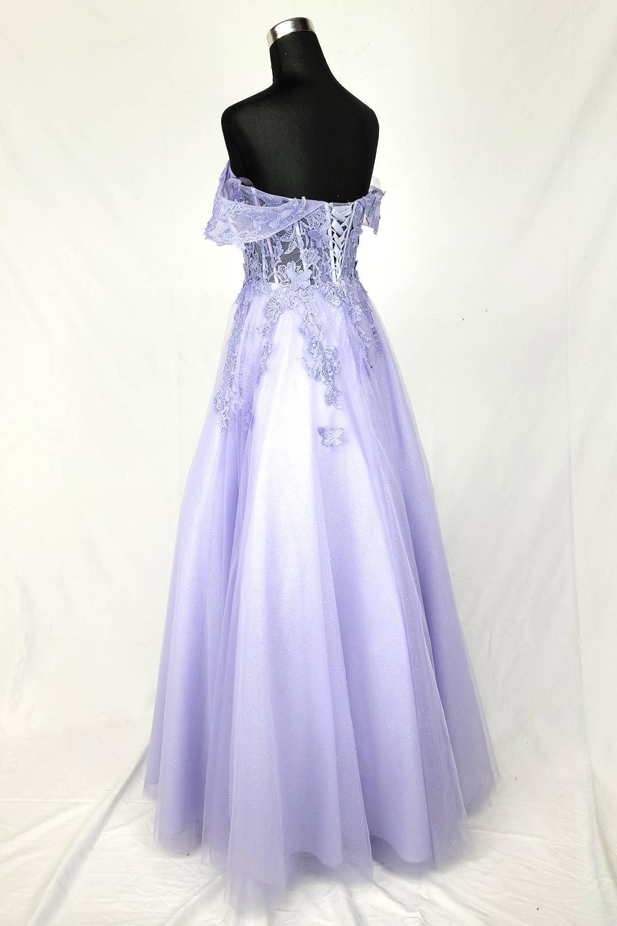 Chicas - Venta al por mayor Vestido - Mujer - Vestido con hombros descubiertos y mariposas C3508