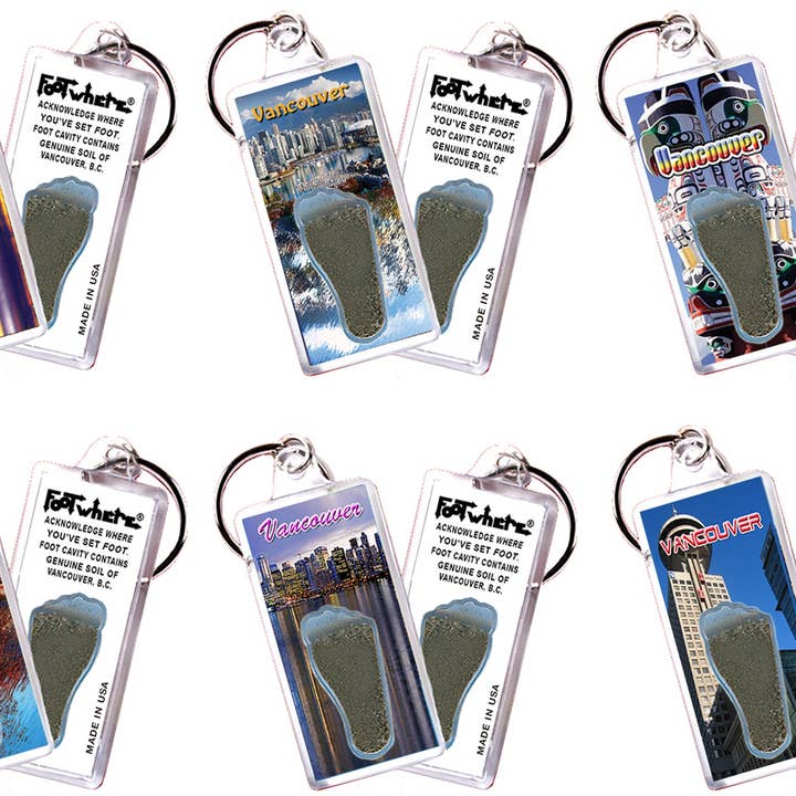 Vancouver FootWhere® Souvenir Keychain. 72 pieces/6 assorted styles. for wholesale by FootWhere- USA Group, Inc.