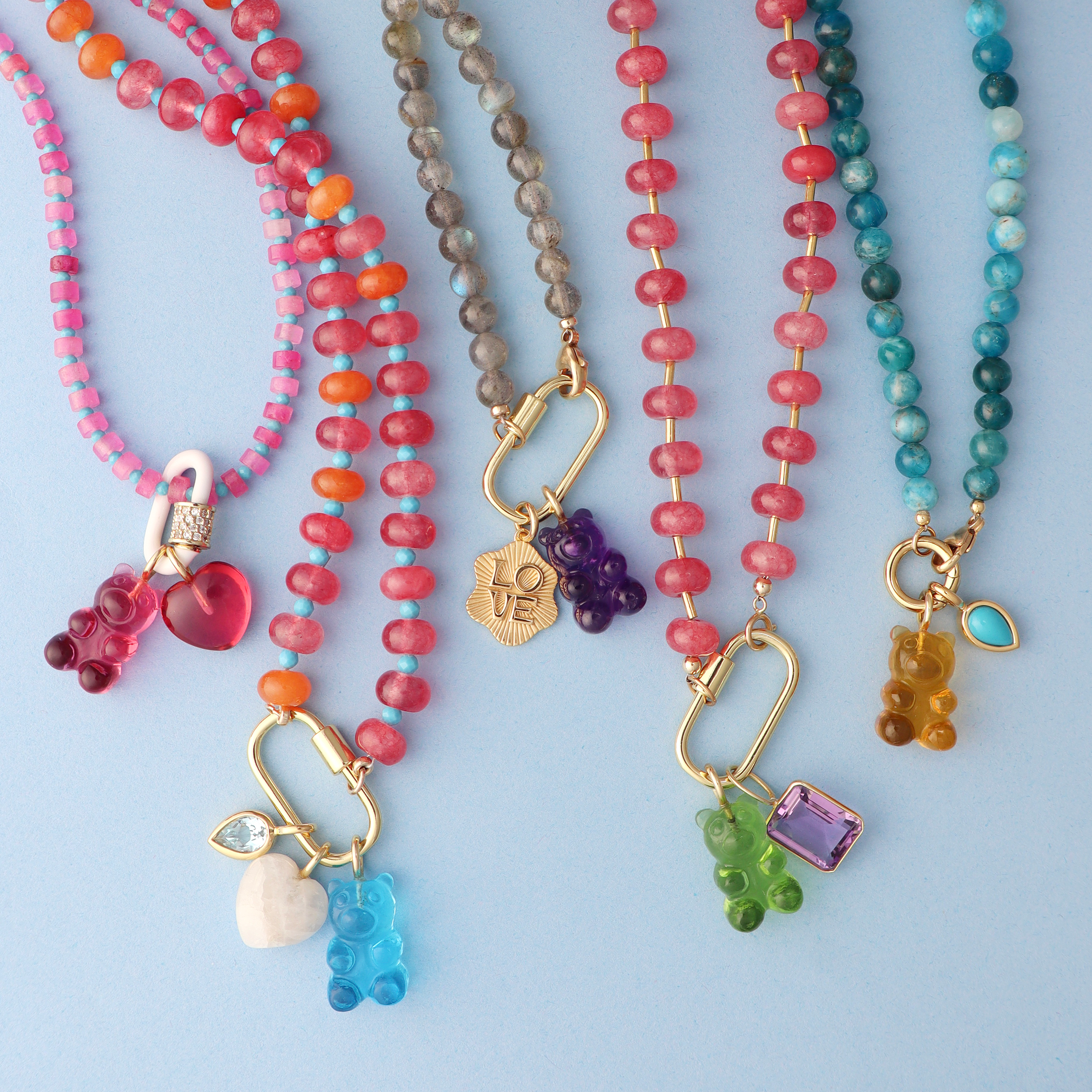 HYE JANE – Colar pingente/pendente por atacado – Colar de Ursinho de Goma de Quartzo Lima2