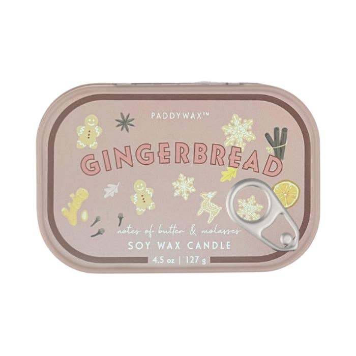 Designworks Collective - Wholesale Travel Candles - Bistro 4.5oz/127g Gingerbread Printed Tin Candle - Gingerbread0