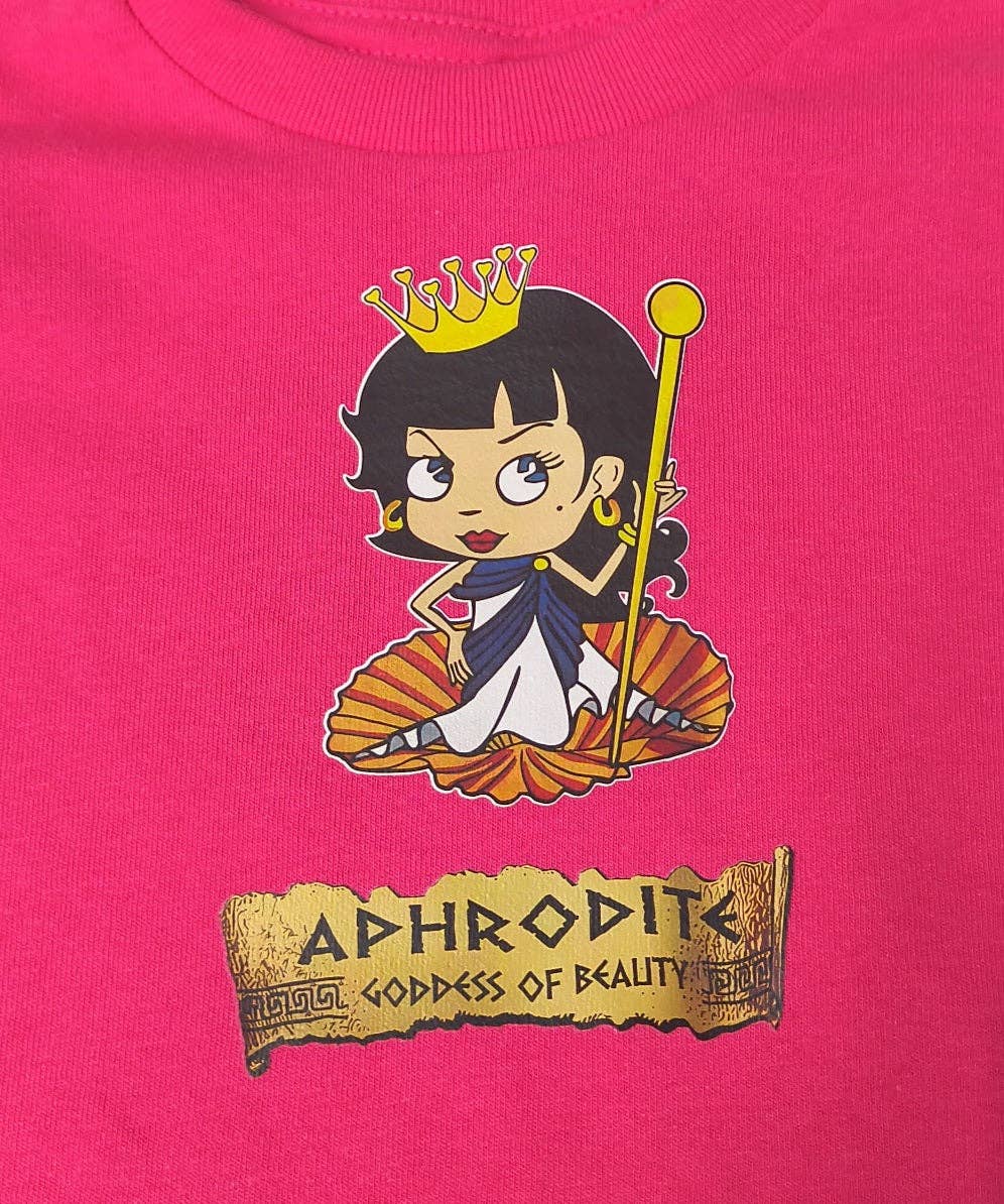 2 Greeks Inc – wholesale Screen-printed t-shirt – Kids – Aphrodite Goddess Tee – Hot Pink Cotton for Girls0