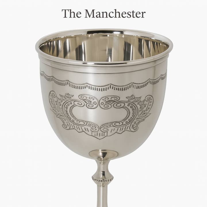 The Manchester 8.5" Goblet/Chalice Cup Silver Plate. for wholesale by Corbell Silver