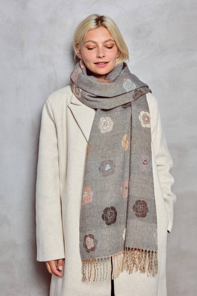 BYREN | ÉLINE L'ATELIER – Großhandel Schal – Damen – Wollschal mit wendbarem Blumenmuster FL204DF3