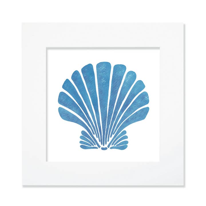 Cream Cornwall - Wholesale Art Print - Fistral Blue Scallop Shell Art Print – Mounted in Two Sizes