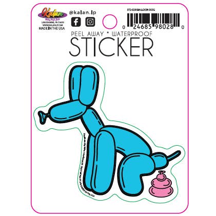 Autocollant découpé en forme de chien ballon et caca pour la vente par Kalan