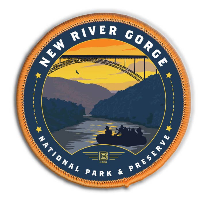 Écusson circulaire du parc national et réserve de New River Gorge pour la vente par Tourist Courts