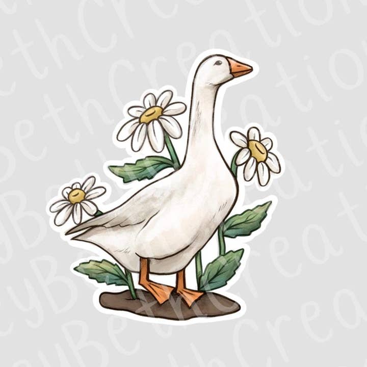 Goose Sticker | Flower Sticker for wholesale by CarleyBethCreations