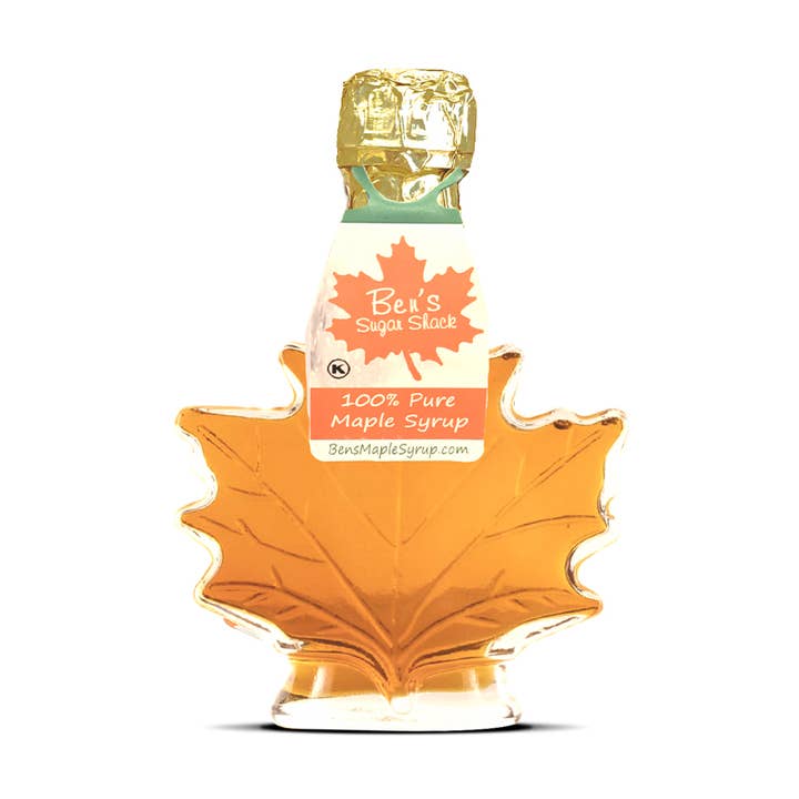 Maple Syrup in 8.45 Oz. Glass Leaf for wholesale by Ben's Sugar Shack