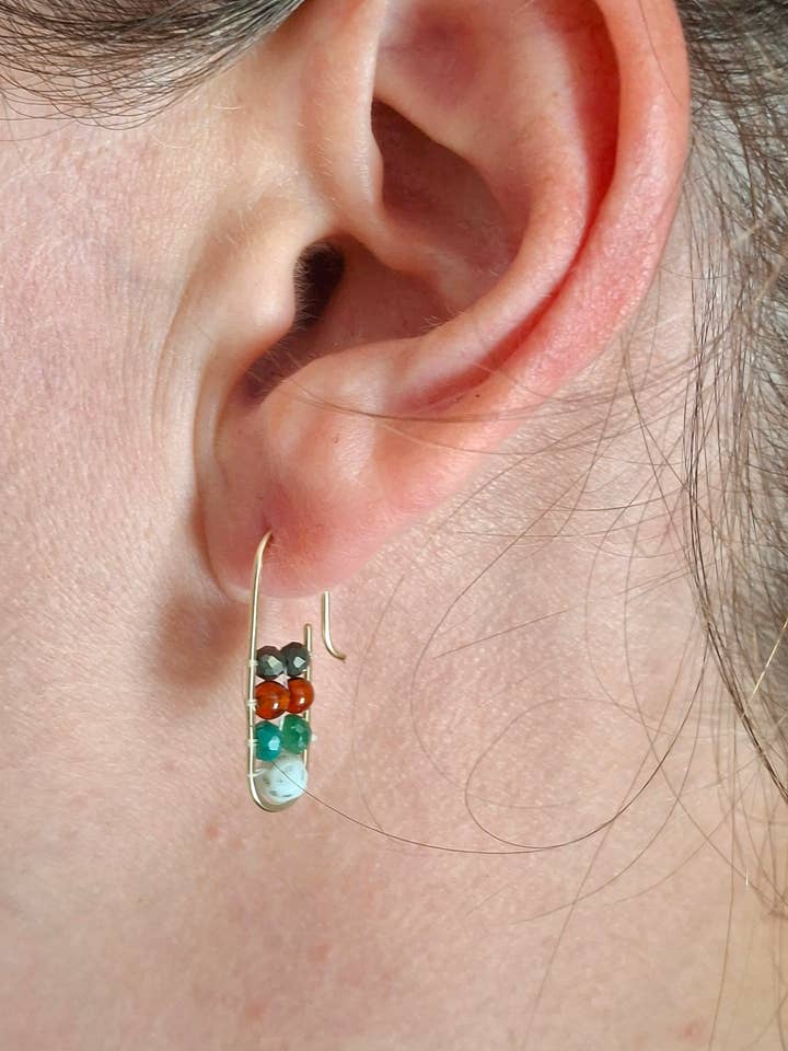 Gemstone Horizon, Oval Hoop Earrings for wholesale by Cat Horn Accessory