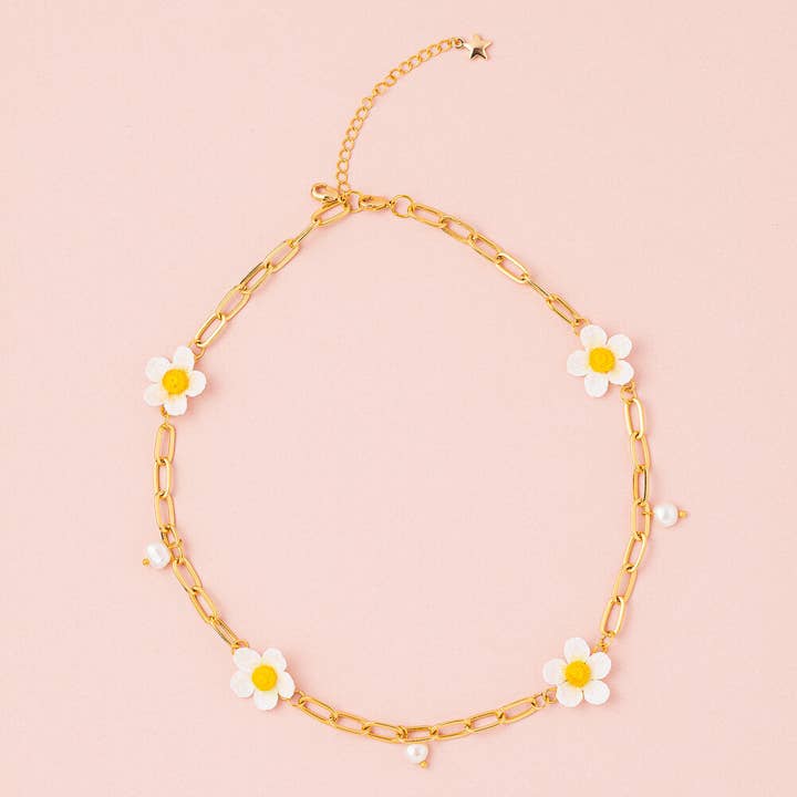 Daisy Statement Necklace with a Detachable Bow for wholesale by Lulou Bijoux