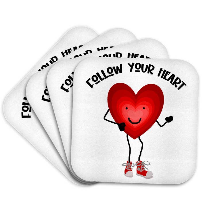 3dRose, Lustiger niedlicher Herzcharakter in Schuhen, folge deinem Herzen, Untersetzer für den Großhandel von 3dRose