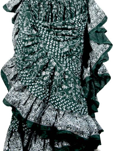 Jupe Jodha Maharani Vert Foncé pour la vente par Senoritas Tribal Designs