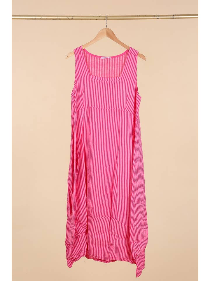 la maison des fibres naturelles - Wholesale Dress – Women's - Sleeveless striped dress 6223stripe 100%LINEN19